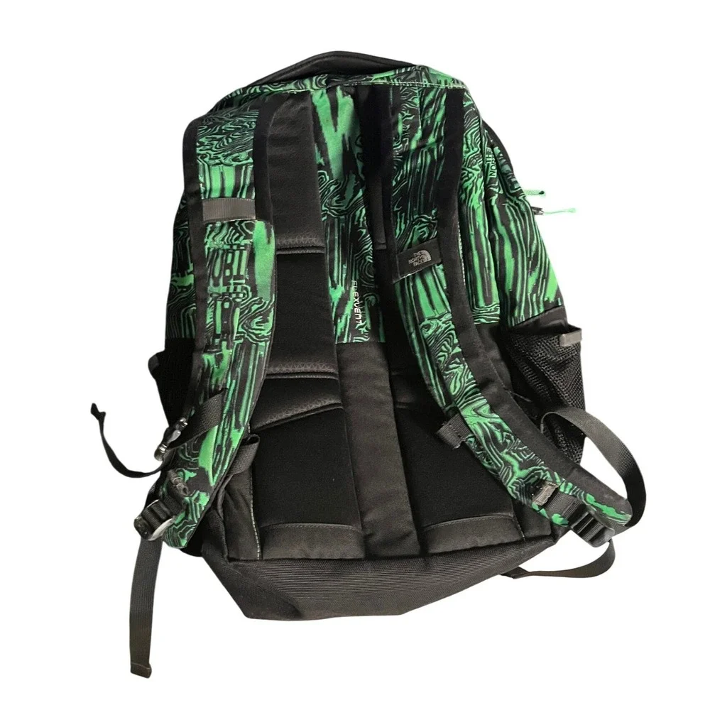 The North Face Jester Backpack Green Black Topo Swirl Print FlexVent Daypack